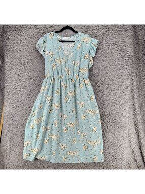 Nemidor Dress Womens 24 Plus Green Floral Print Sleeveless Tie Front